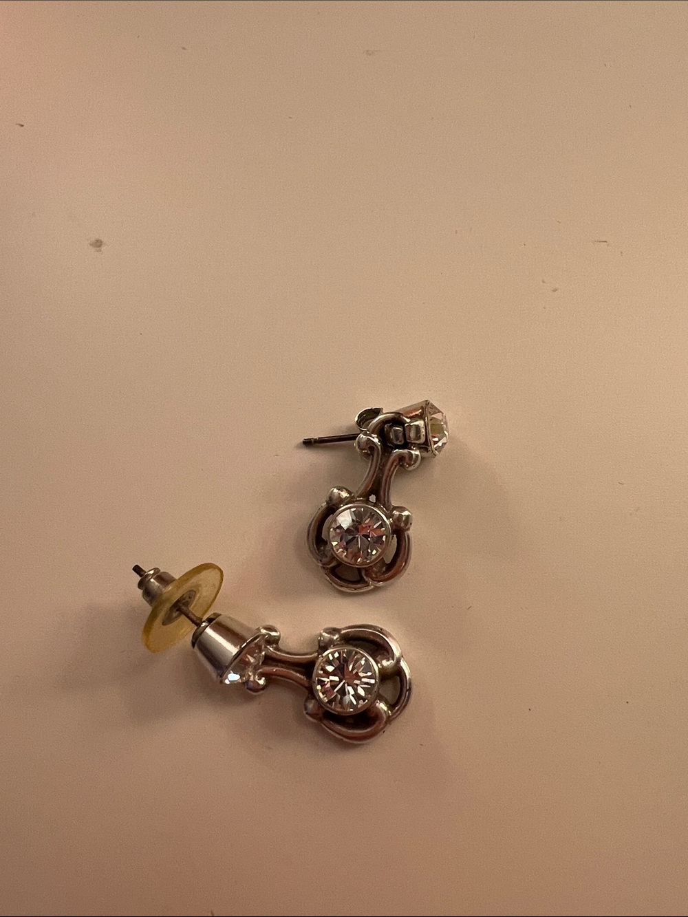 Brighton Silver-Tone Crystal Drop Stud Earrings - Clear